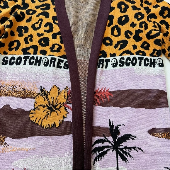 Anthropologie Scotch & Soda Avie Leopard Tropical Knit Longline Cardigan SZ S - Picture 7 of 16